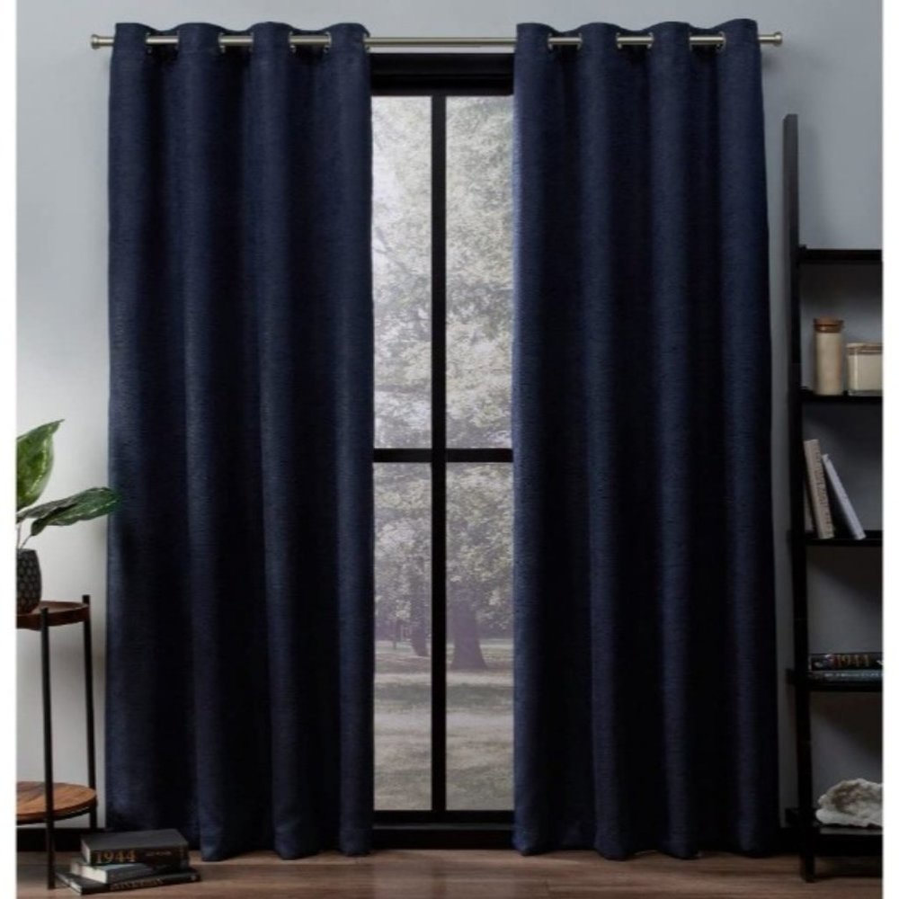 Thermal Window Curtain Panel Pair 2″W x 96″L Navy
